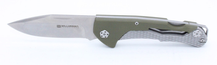 Mikkel Willumsen Cobra Ace Ranger Folder Knife Green G10 + Ti Handle Plain SW S35VN Blade