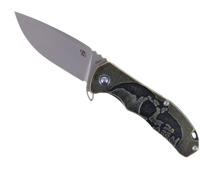 CH Knives 3504 BZ Skull Knife Bronze Titanium Handle Plain M390 Blade