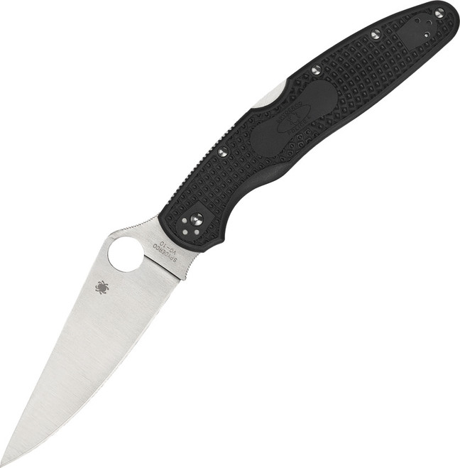 Spyderco Police Model 4 Lock Back Knife Black FRN Handle Satin Plain Edge C07PBK4