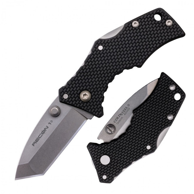 Cold Steel Micro Recon 1 Knife Black G10 Griv-Ex Handle Plain Tanto Blade 27DT
