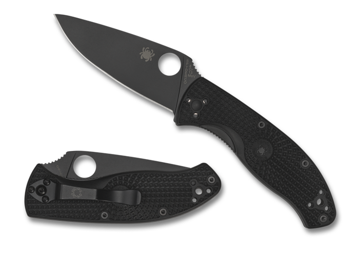 Spyderco Tenacious Lightweight Knife Black FRN Handle Plain Black Blade C122PBBK