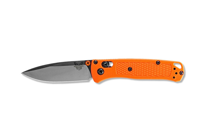 Benchmade Mini Bugout Axis Lock Knife Orange Griv-Ex Handle Plain