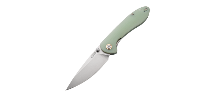 CJRB Feldspar Liner Lock Knife Natural Green G10 Handle Plain SW D2 Blade J1912-NTG