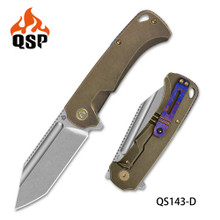 QSP Rhino Folding Knife Bronze Stonewash Titanium Handle M390