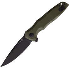 Spartan Knives Poros Folding Knife Green G10 Handle 154CM Plain Black Blade SFBL11GR
