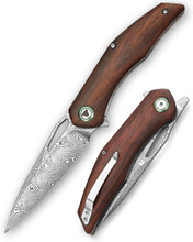 Trivisa Taurus-01R Folding Knife Rosewood Handle Damascus Plain Edge