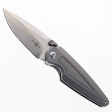 Two Sun Folding Knife Gray Titanium Handle M390 Plain Edge TS439