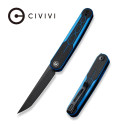 Civivi KwaiQ Folding Knife Blue/Black G10 Handle Nitro-V Tanto Plain Edge Black Stonewash Finish C23015-3