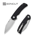 Sencut Omniform Folding Knife Black Canvas Micarta Handle 9Cr18MoV Drop Point Plain Edge Satin Finish S23064-2