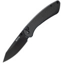 Buck Sovereign Button Lock Folding Knife Black Carbon Fiber Handle Black Stainless Blade 0744CFS