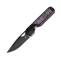 Kizer Militaw Frame Lock Folding Knife Black/Purple Haze Titanium/Fat Carbon Handle S45VN Drop Point Plain Black Blade Ki3634A2