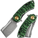 Kansept Mini Korvid Folding Knife Jade G10/Watermelon Peel Handle Damascus Plain Edge K3030A12