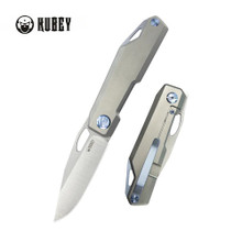 KEITA Kubey Verijero Folding Knife Grey Titanium Handle 14C28N Plain