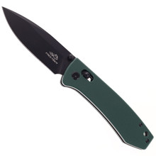 ・3・  FREE TIGER FOLDING KNIFE GREEN G10 HANDLE BLACK BLADE D2 PLAIN