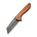 (Pre-Order Ships 6/6) Civivi ExOne Folding Knife Guibourtia Wood Handle Damascus Reverse Tanto Plain Edge C23036-DS1