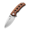 Sencut Excalis Folding Knife Guibourtia Wood Handle 9Cr18MoV Reverse Tanto Plain Edge Satin Finish S23068-4