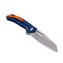 Midgards Messer Bifur Folding Knife Blue/Orange Aluminum Handle N690 Plain Edge