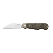 MKM Jaques Folding Knife Dark Matter Gold Carbon Fiber Handle Magnacut Wharncliffe Plain Edge Satin Finish JQ-TDMGD