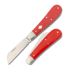 RoseCraft Lick Creek Loom Fixer Folding Knife Rose Madder Red Bone