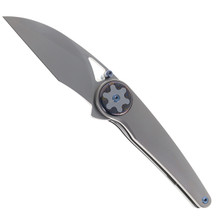 Ketuo Happy Hour Folding Knife Titanium/Timascus/Damasteel Handle M390 Plain Edge Beadblast Finish