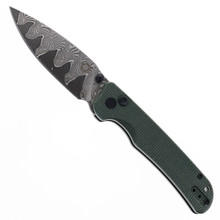 SIxLeaf SL-59 Folding Knife Green Micarta Handle Damascus Plain Edge