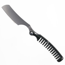 TwoSun Razor Fixed Blade Shaving Knife Black G10 Comb Handle Plain