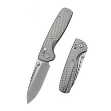 KB Knives Bluff Folding Knife Gray Titanium Handle M390 Plain Edge Beadblast Finish