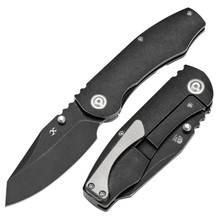 Kansept Caveman Folding Knife Blackwash Titanium Handle 20CV Plain