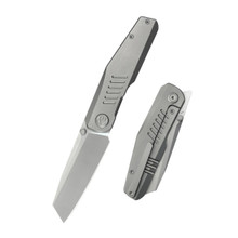 KB Protocol Folding Knife Gray Titanium Handle M390 Tanto Point