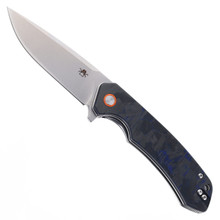 Klaken Knives Ridge Folding Knife Blue Carbon Fiber Handle D2 Plain Edge Satin Finish J146-Ridge-Blue-CF-Sat