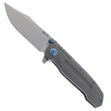 Reate Knives 9D-V2 Folding Knife Dark Bead Blast Titanium Handle 154CM Plain Satin Blade