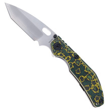 North Mountain Blades BBNM Folding Knife Green/Yellow Ceramic Carbon Fiber Handle Japanese SLD Tanto Plain Edge 2522-YLCF
