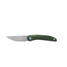 MKM Detonario Folding Knife Green Aluminum Handle M390 Plain Edge Stonewash Finish DT-AG