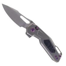 Ketuo Mini Griffin Folding Knife Titanium Purple Haze Carbon Fiber Handle Satin M390 Plain Edge