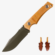 Tactile Knife Co Osprey Fixed Blade Green Cerakote MagnaCut Stonewash Natural Micarta Handle Leather Sheath Natural 20-OL-MCSG-RMNA