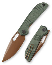 Trivisa Gecko-GM Folding Knife Gray Micarta Handle 14C28N Plain Edge Rose Gold PVD Finish Gecko-GM