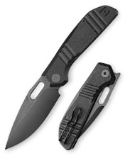 Trivisa Folding Knife Black Micarta Handle 14C28N Plain Edge Black Stonewash PVD Finish Gecko-GM