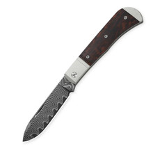 Kizer Trestle D Folding Knife Aluminum/Leopardwood Handle Damascus