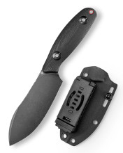 Trivisa Aubergine-BM Full-tang Straight Fixed Blade Knife 14C28N Steel Black Stonewashed Blade Black Micarta Handle JM05-BM-14