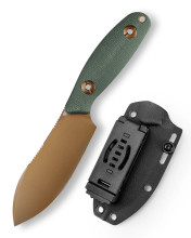 Trivisa Aubergine-GM Full-tang Straight Fixed Blade Knife 14C28N Steel Rose Gold Blade Green Micarta Handle JM05-GM-14