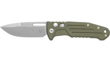 Fox New Smarty Automatic Knife OD Green Aluminum Handle N690 Plain Edge Stonewash Finish FA-503SP OD