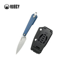 Kubey YAG Fixed Blade Knife Blue Micarta Handle 14C28N Wharncliffe