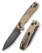 Trivisa Knives Dragonfly-Z Axis Lock Folding Knife 2.99'' M390 Steel Blackwashed Blade Brown Titanium Handle JM03-ZT-M
