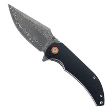 Klaken Knives Ravenor Folding Knife Zebra Wood Handle Damascus Plain Edge J337-Ravenor-Carbon