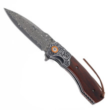 Klaken Ardent Folding Knife Red Sandalwood Handle Damascus Plain Edge J358-Ardent-Red-Sandwood