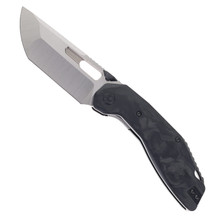 Ketuo Yakuza CF Folding Knife Black Marbled Carbon Fiber Handle Satin 154CM Blade