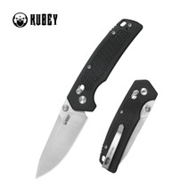 Kubey Freki Folding Knife Black G10 Handle 14C28N Drop Point Plain