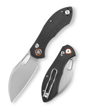 Trivisa Knives Batwing-BG Crossbar Lock Folding Knife Stonewashed 14C28N Steel Blade Black G10 Handle