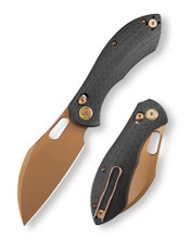 Trivisa Folding Knife Black Micarta Handle 14C28N Plain Edge Rose Gold Finish Batwing-CG/L