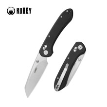 Kubey Bonza Folding Knife Black G10 Handle 14C28N Sheepsfoot Plain